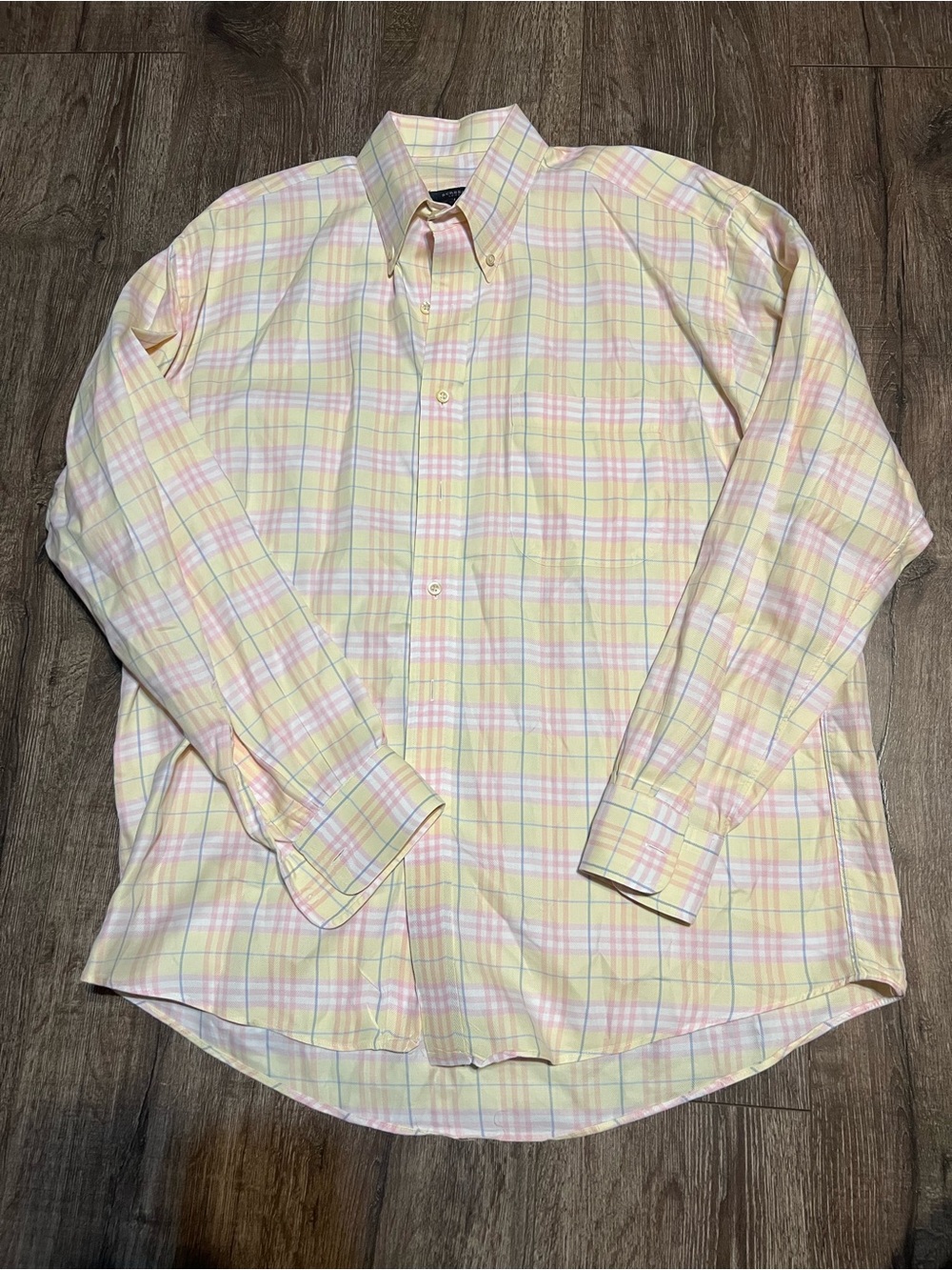 Burberry Pastel Plaid Button-Down Shirt - Yellow, Pink, Blue